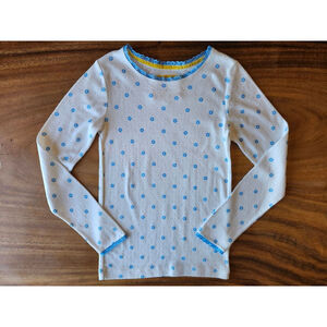 Girls Boden Cream Blue Floral Long Sleeve Pajama Top Size 12